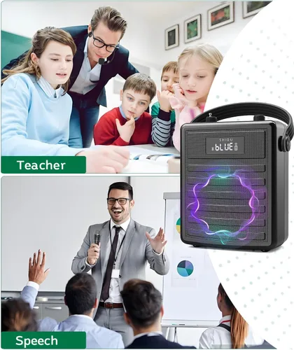 Miniatura 6 de SHIDU Amplificador de voz de 40 W con micrófono inalámbrico, sistema PA portátil con micrófono y altavoz inalámbricos, micrófono portátil Bluetooth