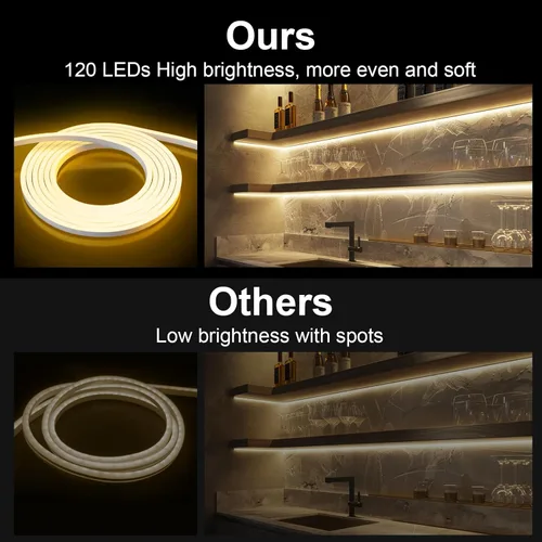 Miniatura 2 de Luces LED de neón en forma de cuerda, tira de luces de neón blancas cálidas de 16.4 pies/5m, tira LED impermeable flexible de 12V, luces de neón