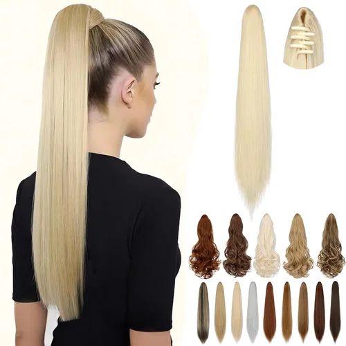 Miniatura 35 de Extensión de cola de caballo de 18 pulgadas, 20 pulgadas, larga, rizada, ondulada, recta, con clip, de aspecto natural, extensión de cabello