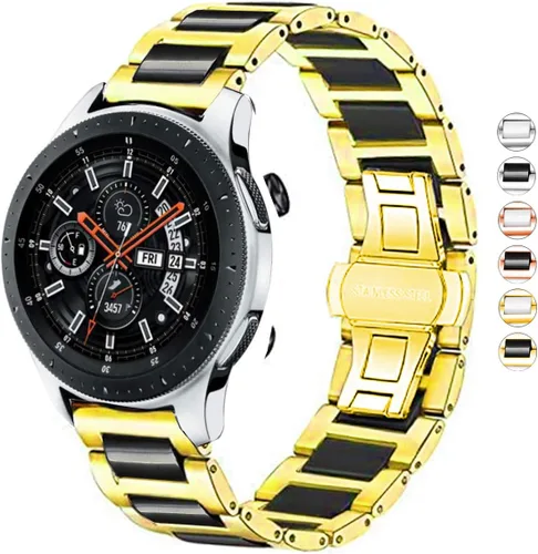 DEALELE Correas compatibles con Galaxy Watch de 1.81 pulgadas, 0.86 pulgadas, 0.86 pulgadas, correa de metal de acero inoxidable de cerámica maciza
