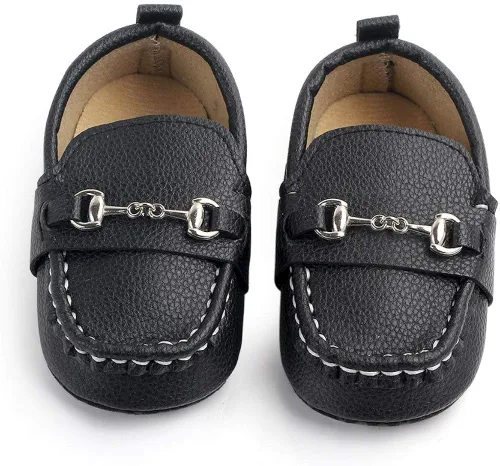 Miniatura 3 de QIETION Mocasines para bebés recién nacidos, para niños y niñas, zapatos de cuna con suela suave, antideslizantes, perfectos para bautizogateoboda