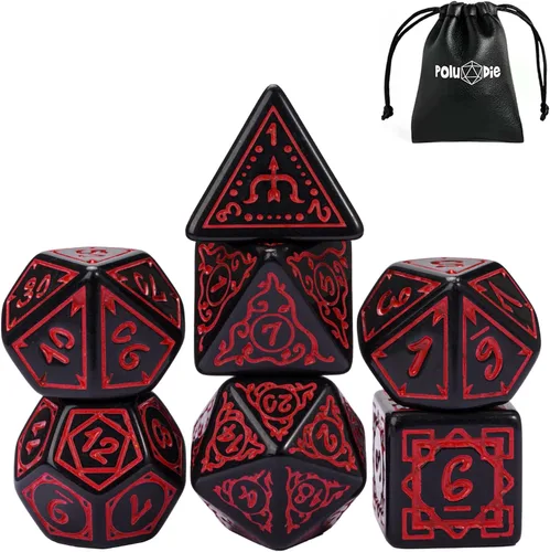 Miniatura 36 de 5 juegos de dados DND, juego de dados poliédricos (35 piezas) con bolsa de troquel de cuero, juego de troqueles D&D para juegos de mesa RPG