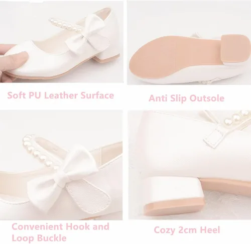 Miniatura 3 de TangDao Zapatos de vestir para niñas, zapatos Mary Jane, zapatos de princesa con lazo, zapatos de tacón para bodas, fiestas, bailes, zapatos planos