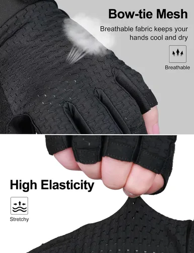 Miniatura 3 de Guantes de entrenamiento para hombres y mujeres, guantes de gimnasio de medio dedo, absorbentes de golpes, guantes de ejercicio antideslizantes