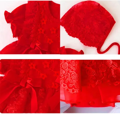 Miniatura 43 de Vestido de otoño de manga larga para niña pequeña, vestido de encaje con flores, boda, primer cumpleaños, bautizo, vestido con sombrero