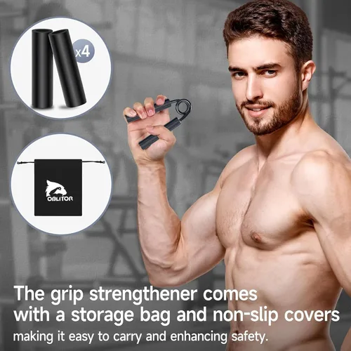 Miniatura 4 de Entrenador de fuerza de agarre, paquete de 4, 50 libras a 200 libras, ejercitador de mano, fortalecedor de antebrazo, dedo, antideslizante, adecuado