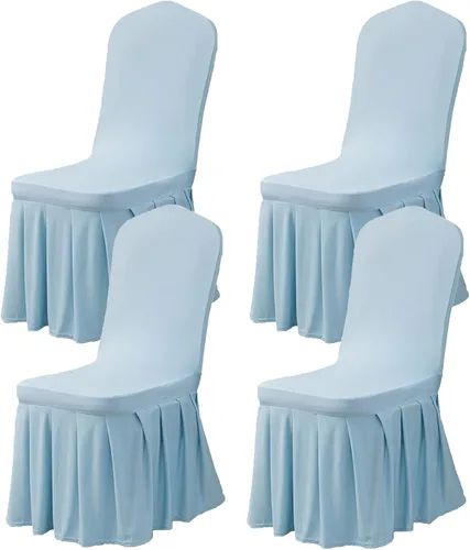 Miniatura 42 de Dimatic Juego de 2 fundas elásticas para sillas de comedor, fundas Parsons con falda, de elastano súper ajuste, funda protectora de asiento para Azul