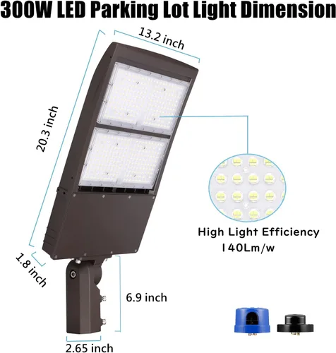 Miniatura 7 de Luz LED regulable de 300 W con accesorio deslizante, 5000 K, 42000 lúmenes, 1000 W, equivalente a HPS/HID