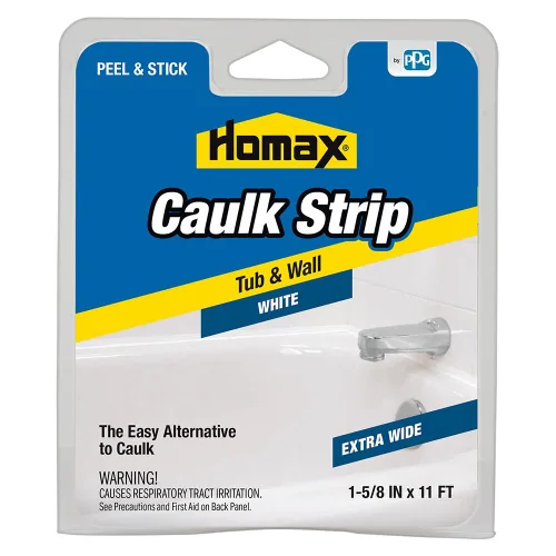 Homax Tira de calafateo extra ancha para bañera y pared, color blanco, 1-5/8 pulgadas x 11 pies