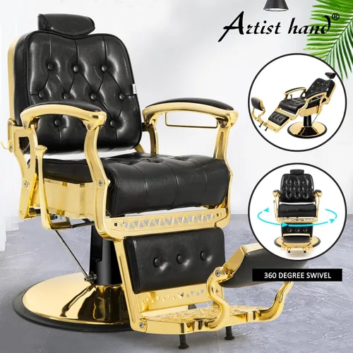 Miniatura 3 de Artist hand Silla de peluquero Silla de salón Equipo de spa Silla de peluquería resistente vintage (dorado)