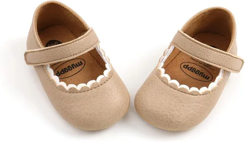 Miniatura 5 de WILLFUN Zapatos planos Mary Jane para bebé niña, diseño floral, vestido de princesa, zapatos de cuna antideslizantes para los primeros pasos