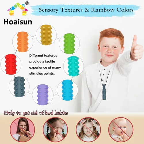 Miniatura 3 de Collares sensoriales masticables para niños y niñas, paquete de 8 collares masticables para niños sensoriales con autismo, TDAH, SPD, mordeduras