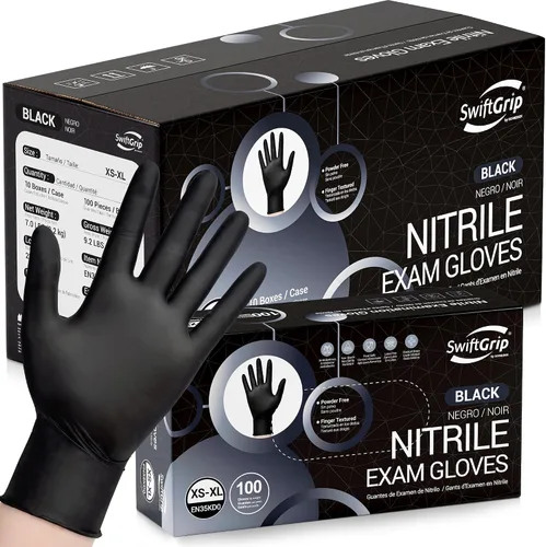 Miniatura 9 de SwiftGrip Disposable Nitrile Exam Gloves, Black Nitrile Gloves Disposable Latex Free for Medical, Cooking & Esthetician