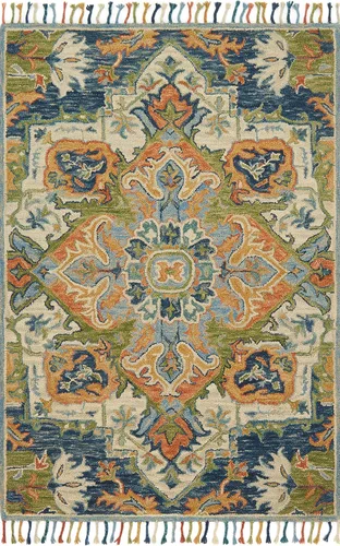 Miniatura 5 de Loloi Zharah Collection ZR-03 Rose/Denim, alfombra de pasillo de transición, 2'-6" x 7'-6" Rosa; azul oscuro