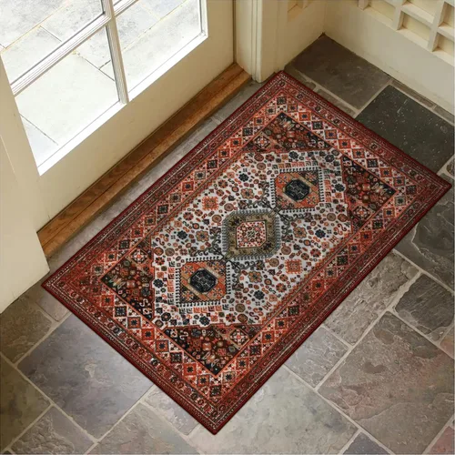 Miniatura 50 de Collive Tapete lavable para puerta de interior, antideslizante, alfombra de entrada retro de 20 x 32 pulgadas, tapete de entrada de absorción Multi