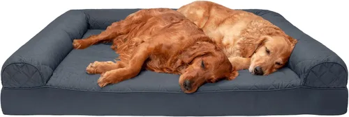 Miniatura 23 de Furhaven Cama ortopédica de espuma para perros, de pelo sintético y terciopelo, con diseño de caja de huevos, color salvia oscura, talla M Dark Sage