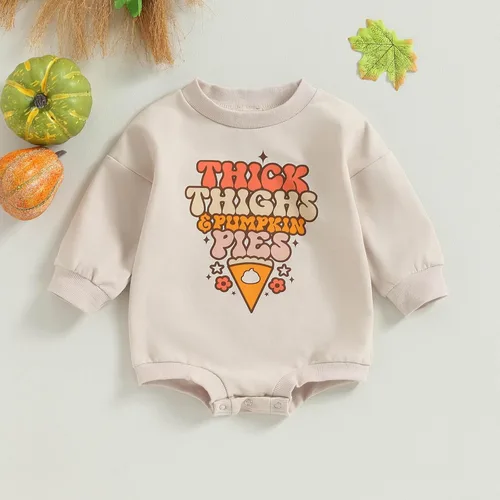 Miniatura 59 de FOCUSNORM Disfraz de Halloween para bebé recién nacida, sudadera de calabaza, mameluco de manga larga para otoño e invierno