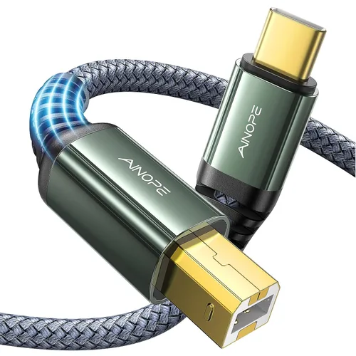 Miniatura 8 de AINOPE Cable de impresora USB C de 6.6 pies, negro, trenzado de nailon, para Yamaha, piano digital Casio, teclado, hp, hermano, impresoras Canon