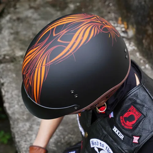 Miniatura 7 de VCOROS - Medio casco para motocicleta F07 de cara abierta, aprobado por DOT VCOROS Medio casco de motocicleta F07 de cara abierta aprobado por DOT