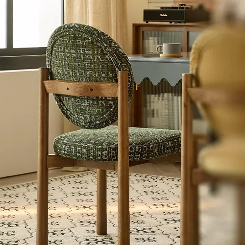 Miniatura 9 de Upholstered Dining Chairs with Fabric/Plush Cushion, Wooden Dining Room Chair Set of 1/2/4, Kitchen Chair for Living Room Balcony Black+brown