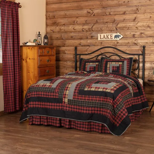 Miniatura 9 de VHC Brands Cumberland - Juego de accesorios de ropa de cama de algodón cambray, estilo rústico, prelavado, tamaño individual, color rojo chile