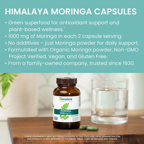 Miniatura 3 de Himalaya Moringa - Suplemento antioxidante de superalimentos a base de hierbas que apoya el bienestar, la vitalidad y el estrés oxidativo, vegano