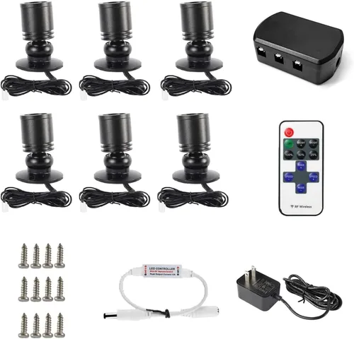 Miniatura 13 de DEDC 6 mini luces LED tipo spot, 1W 5V 6000K, luces para debajo del gabinete, mini focos para exhibiciones con atenuador