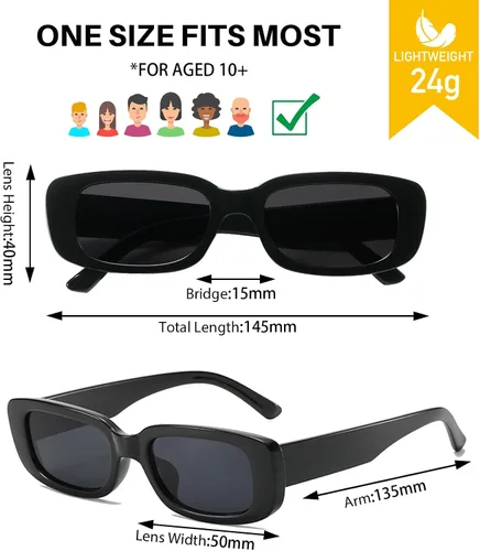 Miniatura 7 de Gafas de sol para fiesta, a granel, retro, pequeñas, rectangulares, para mujer, vintage, cuadradas, paquete de 12