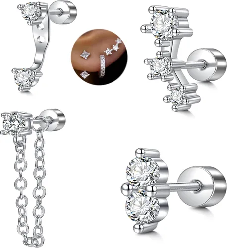 MODRSA 20g 16g Tragus Piercing Jewelry Helix Earrings Threadless Flat Back Earrings for Women Forward Helix Cartilage Earring Tragus Jewelry Medusa