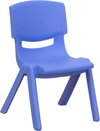 Miniatura 7 de Conjunto Flash Furniture de mesa resctangular y 6 sillas apilables, de plástico, con 6 sillas apilables para escuela, Acero, Azul