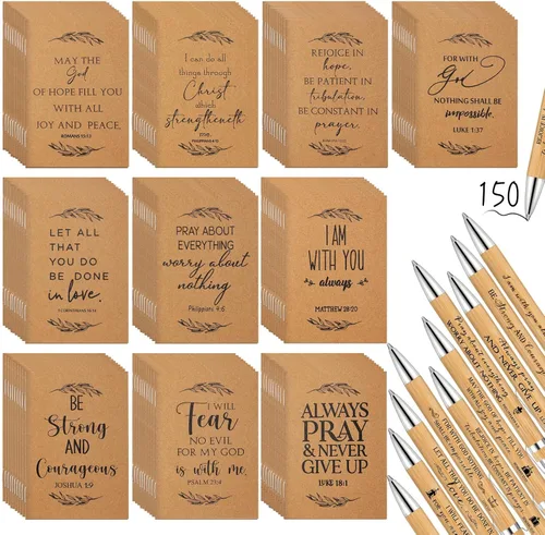 Miniatura 10 de Fuutreo Juego de 40 piezas de regalo cristiano con versículos de la Biblia, diarios de oración, bolígrafos inspiradores religiosos, mini cuaderno