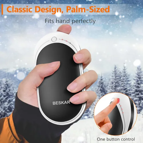 Miniatura 4 de BESKAR Calentador de manos recargable, calentador de manos eléctrico de 5200 mAh, calefacción de doble cara, carga rápida USB, calentador de manos