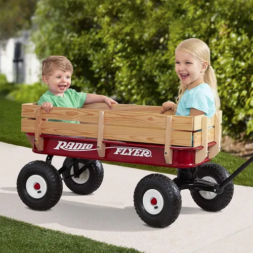 Miniatura 7 de Radio Flyer Kids Wagon, Rolling Cart, Beach Cart, Carts with Wheels, Outside Toys for Toddlers 1-3, All-Terrain Steel & Wood Wagon for Kids, for