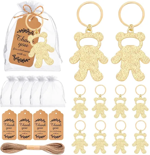 Miniatura 11 de 50 unidades de abrebotellas para baby shower, regalos de fiesta para invitados, bonitos abrebotellas decoraciones con bolsas de organza, regalos