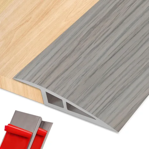 Miniatura 7 de Tira de transición de piso de vinilo para umbral de puerta, autoadhesiva, 36 pulgadas, umbrales para puertas, tiras de transición reductoras de Gris