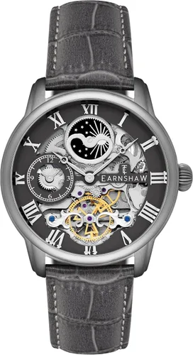 Miniatura 12 de Thomas Earnshaw Reloj automático de esqueleto de doble tiempo para hombre de 1.732 in con pulsera de acero inoxidable sólido ES-8006