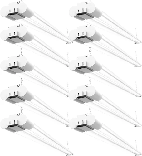 Miniatura 8 de Sunco 10 paquete de lámparas LED para taller/garaje, luz negra para tienda de 4 pies, lámparas de utilidad enchufables y enlazables, 260W=40W, 5000K
