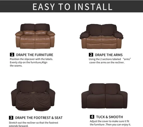 Miniatura 4 de Easy-Going - Funda elástica de microfibra para sofá reclinable seccional, suave vellón ajustable a tu sofá de 2 cuerpos, lavable, protege tus