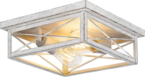 Miniatura 10 de Lámpara de techo de bronce cepillado para pasillo, lámpara de techo industrial de granja de montaje empotrado de 2 luces, lámpara de cocina de metal