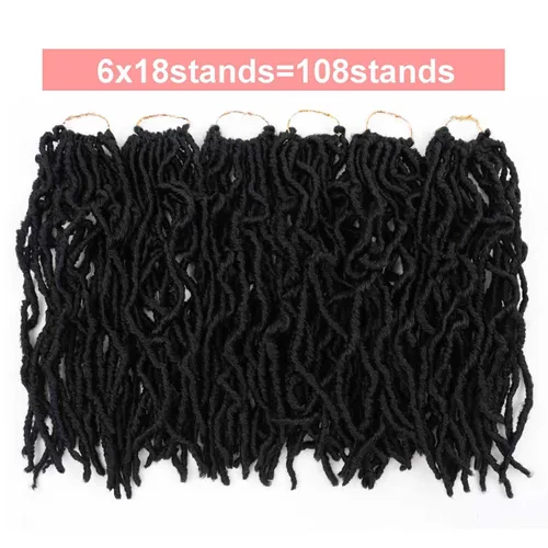 Miniatura 2 de 6 Paquetes Soft Locs Cabello de Ganchillo Pre Looped Faux Locs Trenzas de Ganchillo Goddess Locs Dreadlocs Cabello Sintético Para Mujeres Negras 1b