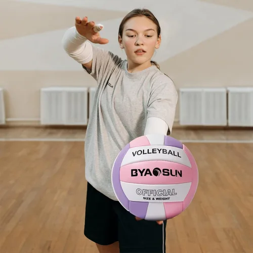 Miniatura 9 de Soft Official Volleyball for Indoor Outdoor Beach, Size 5 Training Volleyball for Beginner Teenager Adult Rosado/Púrpura