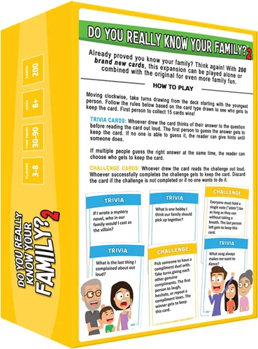 Miniatura 6 de ¿REALMENTE CONOCES A TU FAMILIA? 2, El Juego de Expansión con 200 Nuevas Cartas para Más Diversión en la Noche de Juegos Familiares, Juega Solo