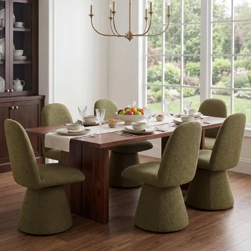 Miniatura 9 de DUOMAY Juego de 2 sillas de comedor giratorias de 360°, modernas de mediados de siglo, tapizadas con respaldo alto, base giratoria silenciosa, silla