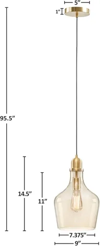 Miniatura 3 de INK+IVY Auburn - Iluminación colgante para comedor, luces industriales de cocina, lámpara colgante con forma de campana de vidrio soplado a mano