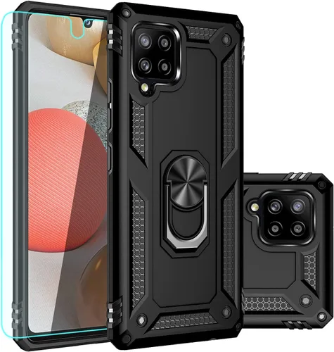 Funda protectora para Galaxy A42 5G, con protector de pantalla, grado militar, 16 pies, con soporte magnético, para Galaxy A42 5G, color negro