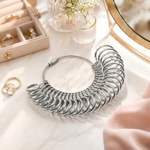 Miniatura 9 de Juego de herramientas de medición para medir anillos de metal, herramienta de medición de anillos para mujeres y hombres, tamaño de EE. UU. 0-13