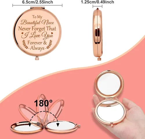 Miniatura 5 de Regalos de sobrina de tía y tío, regalo de cumpleaños inspirador, ideas de espejo compacto, regalo para niñas, niños, regalos de graduación para mi