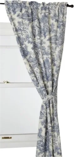 Victoria Park Toile - Par de paneles a medida con alzapaños de 68 x 72 pulgadas, color azul