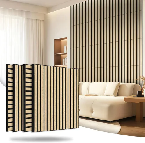 Miniatura 14 de AKK-Star - Paneles de pared de listones de madera acústica plegados, 1 paquete de 94.4 x 23.6 x 0.7 pulgadas, se pliega a 2 paneles de pared 3D