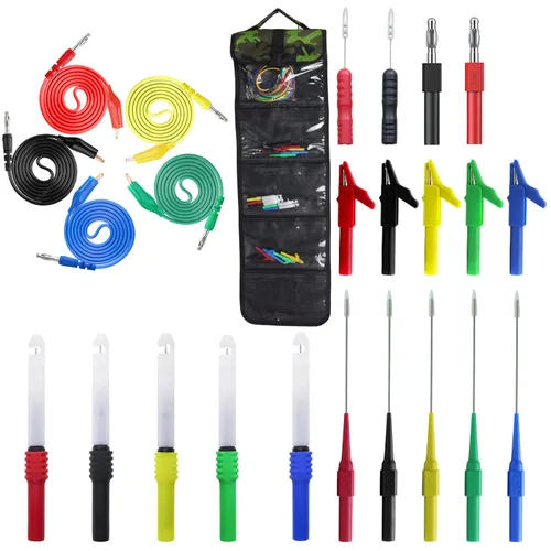 Miniatura 8 de Makeronics Kit de sonda trasera de 22 piezas 15 pines de sonda trasera de 30 V 5 cables de prueba de circuito de enchufe de plátano de 0.157 in